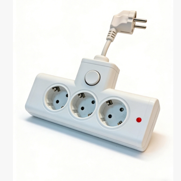 免钉欧盟壁式插座延长器，带软线的3插座电源板，4000W大功率可安装在厨房卧室角落