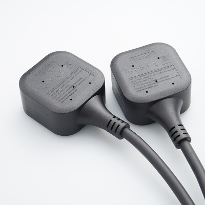 BS 1363/A UK Extension Cord 2-Gang 13A Black UK Extension AC Power Cord