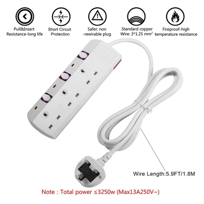 5 Sockets Extension Lead - 2m Power Strip