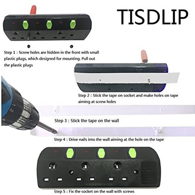 UK Power Strip 4 Outlets Extension Socket UK Plug with on/off Switch
