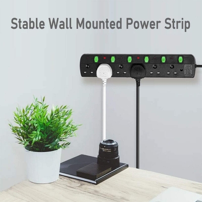 UK Extension Lead with Switch 6 Gang 2M Power Strips