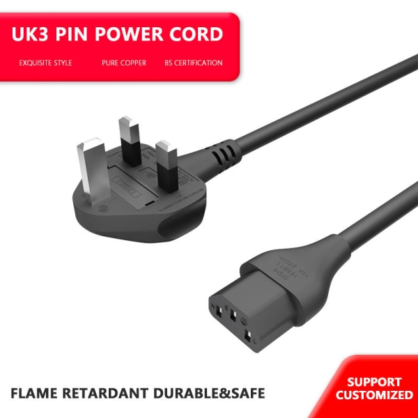 UK Plug to IEC C13 Power Cord with Fuse BS1363 3 Pin AC Power Cable